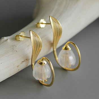 Boucles d'Oreilles Porte Bonheur - Muguet - Or
